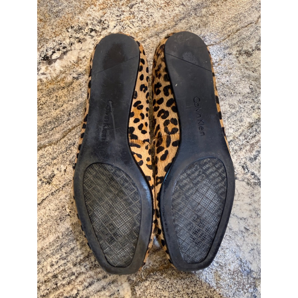 Women's Calvin Klein Leopard Print Calf Hair Ballet Flats - Picture 2 of 4